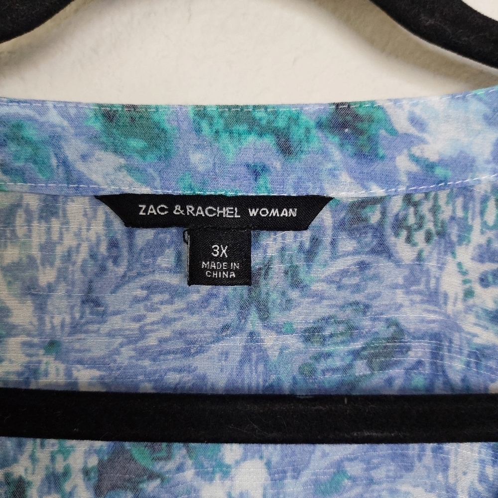 Zac & Rachel Woman Watercolor Print Longsleeve Button Down Blouse Size 3X - Picture 3 of 7